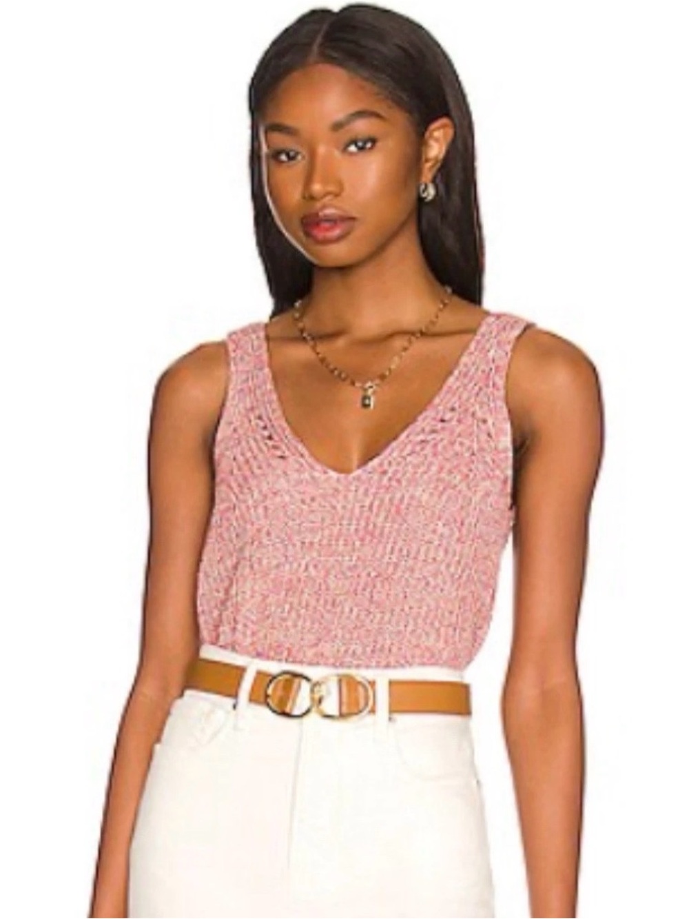 John + Jenn Rainbow Prism Sleeveless V-Neck Knit Tank Top